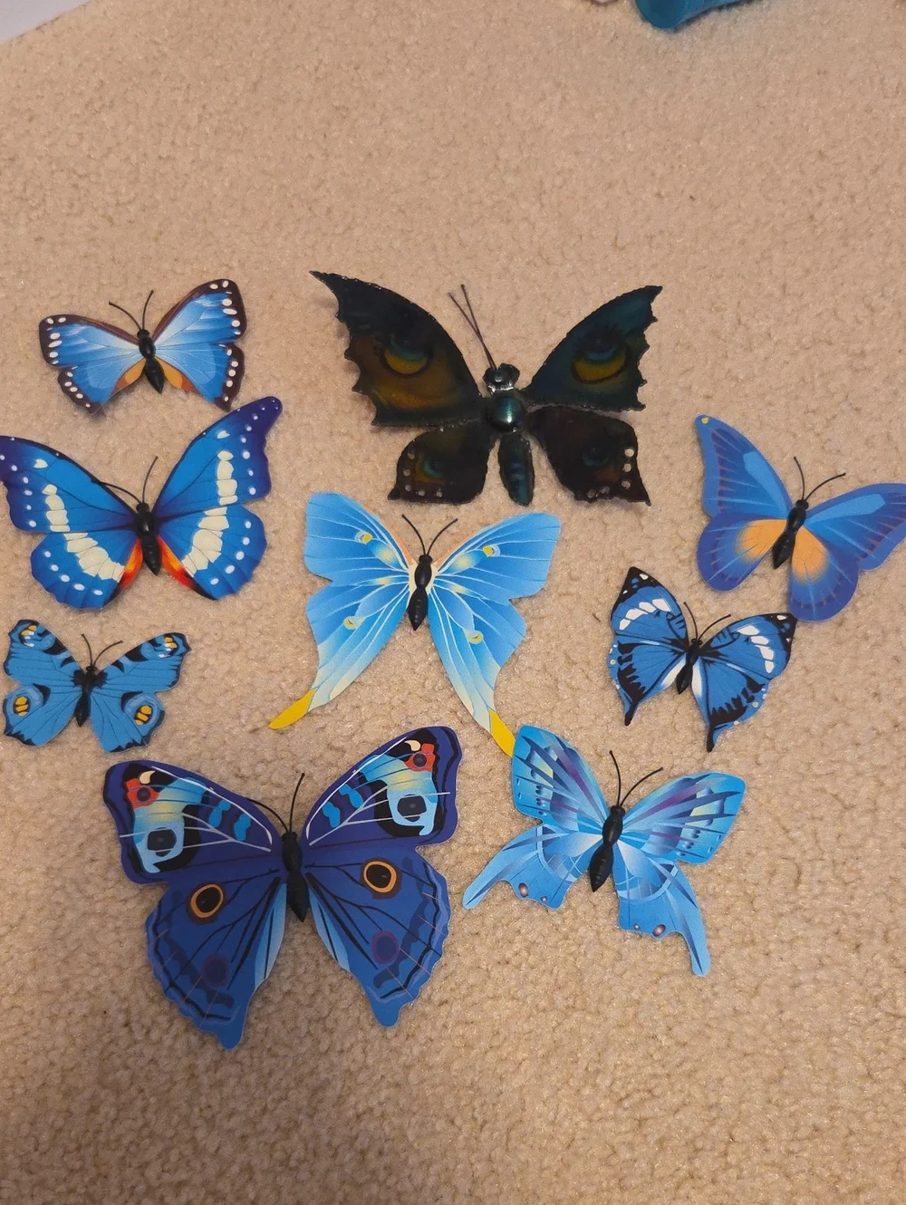 Blue Butterfly Wall Decor Set - Decorative Home Wall Art